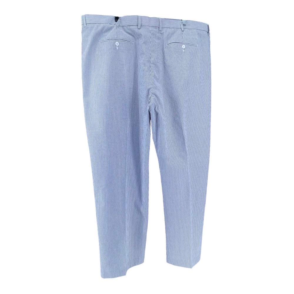 Linea Uomo Mens Blue White Seersucker Pinstripe Dress Pants 46x32 Flat Front - Picture 3 of 9